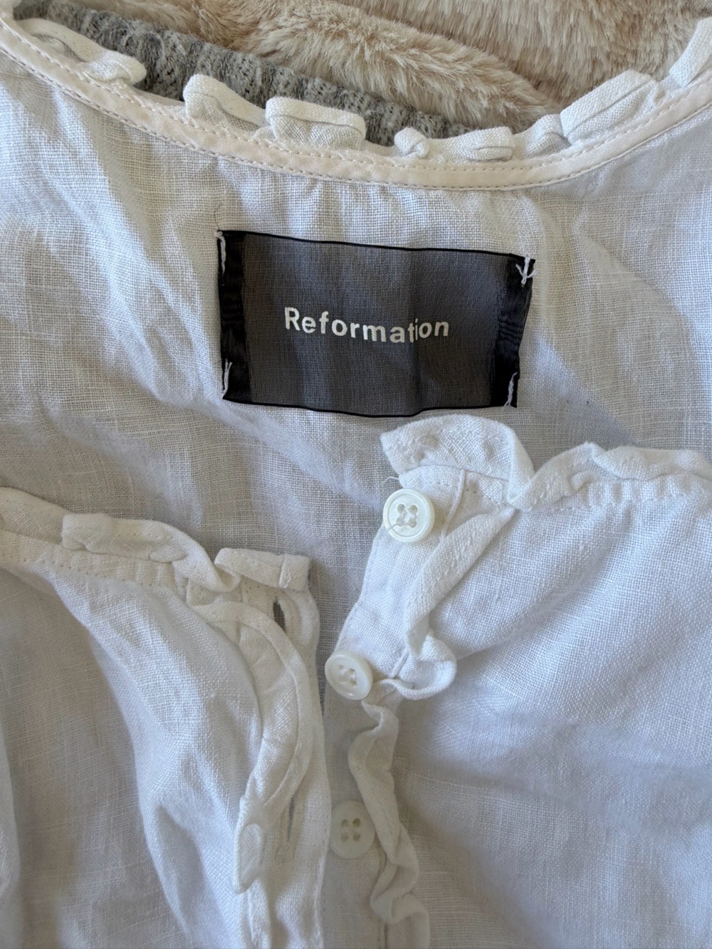Reformation White Ruffle-Trim Kids Bottoms